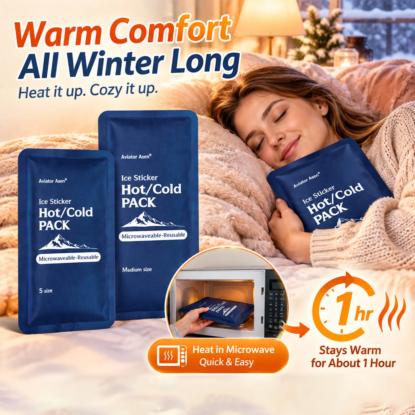Reusable Hot Water Bottle, Hand Warmer Pouch, Hot & Cold Gel Ice bag for Winter Outdoor Office Bed Heating, Comfort Essentials