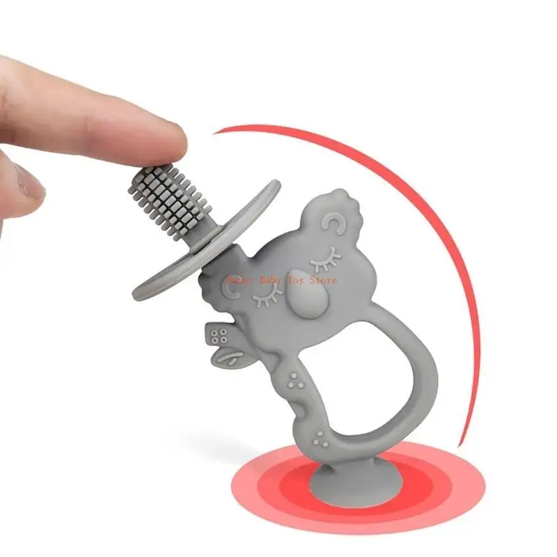 

J0PF Baby Teething Toy Infant Training Toothbrush Koala Shaped Silicone Toothbrush