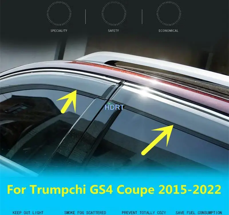 

Side Window Visor For Trumpchi GS4 Coupe 2015-2022 Car Styling Sun Rain Guard Weathershilds Door Deflector Protector Accessories