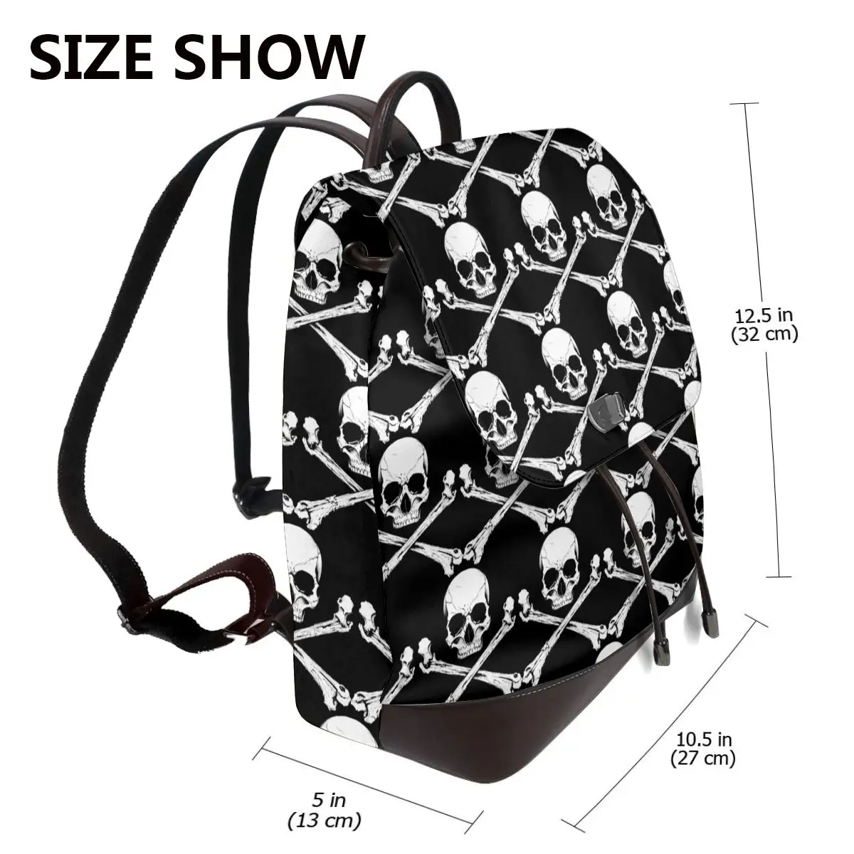 Gothic Horror Skull Bones Bones Crossbones Bookbag School Student Bags Hiking Travel Daypack for Women Fashion Derma Backpack