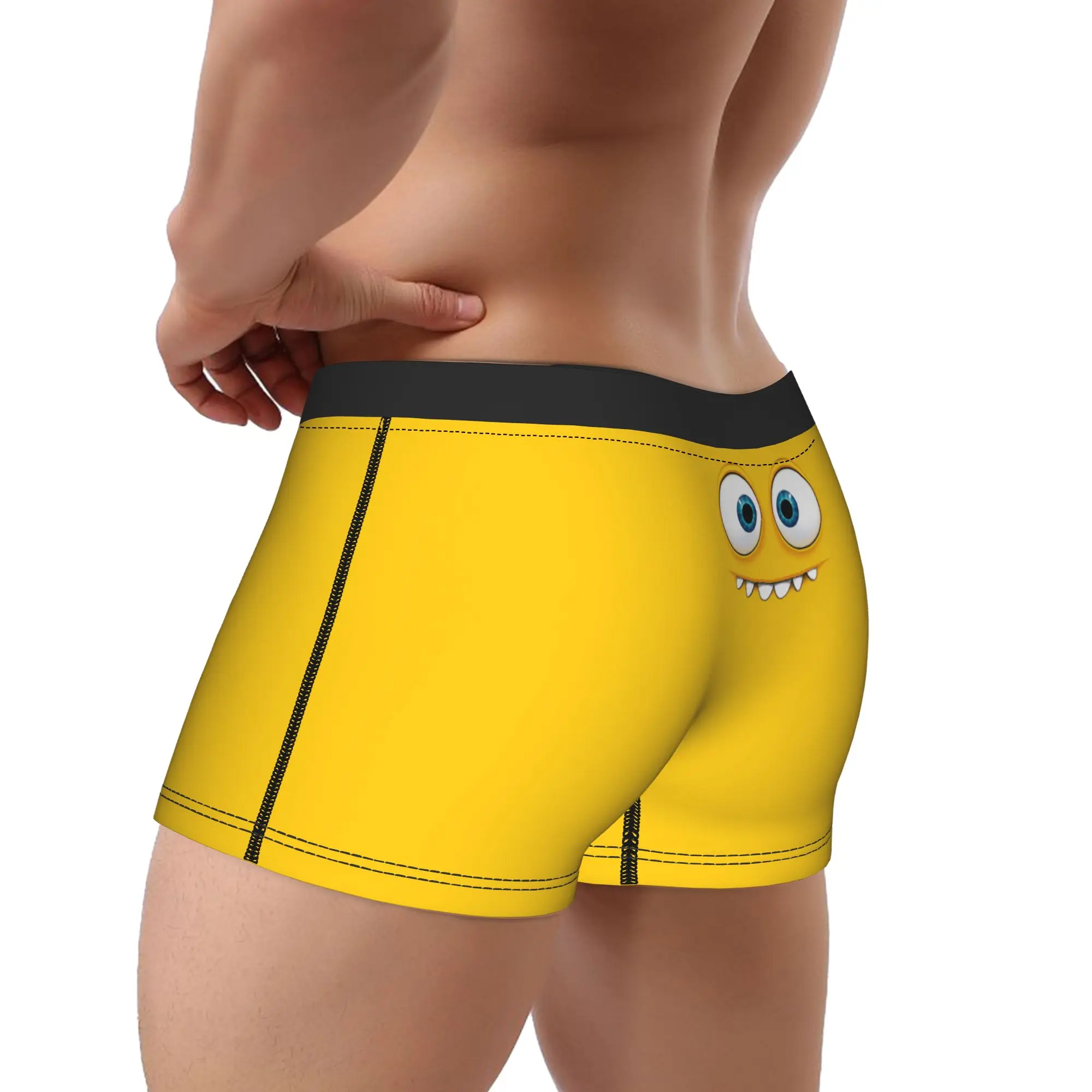 Humor Boxer Shorts Panties Briefs Men's Funny Expression Face Silly Monster Cute Smile Underwear  Breathable Underpants