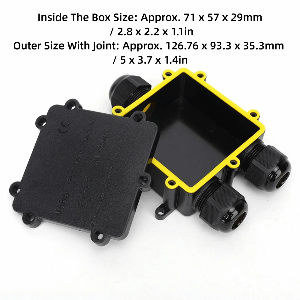 لصق صندوق M686 صندوق وصلات Y نوع 3-Way صندوق وصلات كابل مقاوم للماء Ø4-14mm IP68 صندوق وصلات كهربائية حماية الكابل