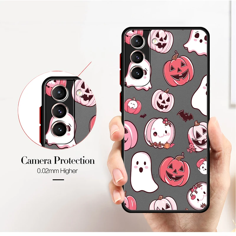 Custodia per zucca di Halloween Happy Ghost per Samsung Galaxy S25 Edge S10 S23 Ultra S9 S24 FE S20 S22 Plus S21 Cover posteriore per telefono