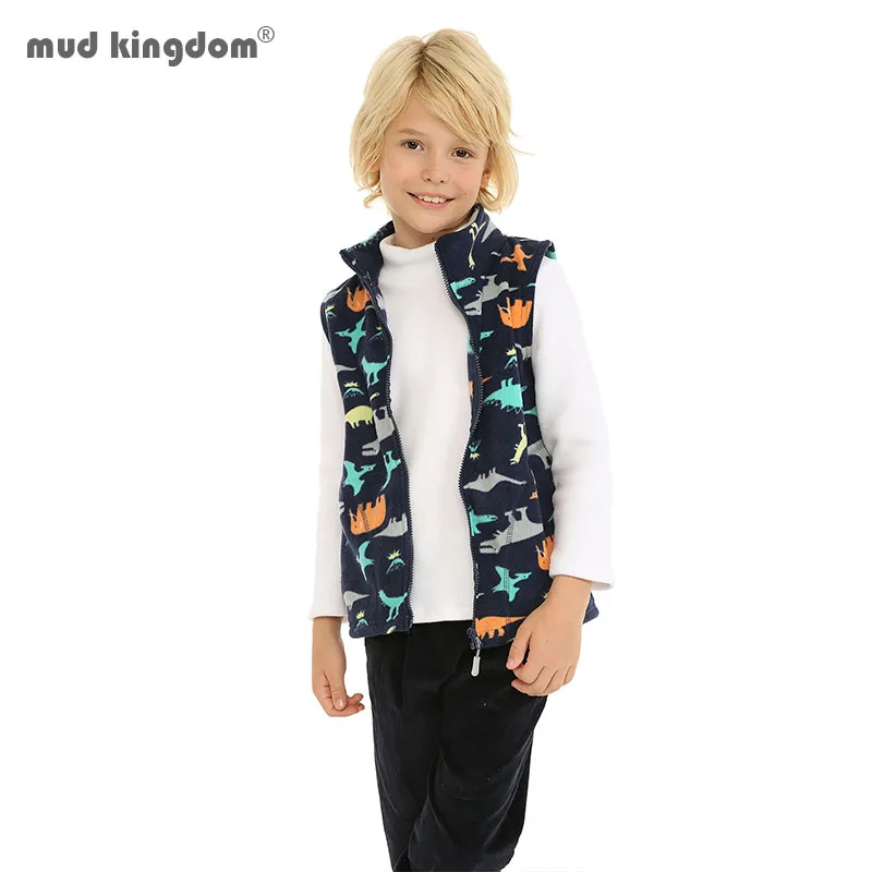 Mudkingdom Kids Vest Jackets Autumn Winter Fleece Children Outerwear Coats Lightweight Casual Cute Polka Dots Pattern Boys Girls