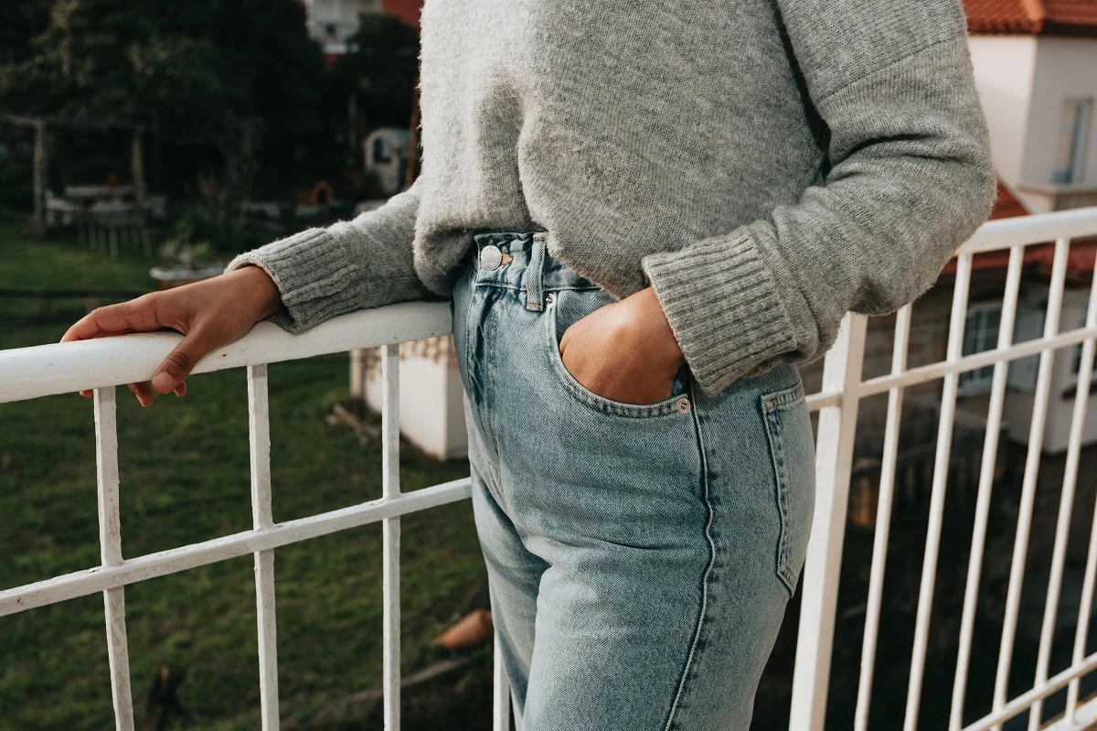 wearing jeans