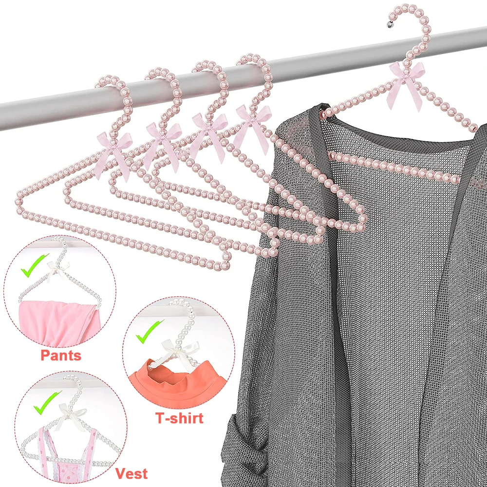 1/2pcs Pearl Beaded Clothes Hangers,Elegant Wedding Clothes Dress Pants Hanger,Closet Coat Storage Organizer Standard Hangers