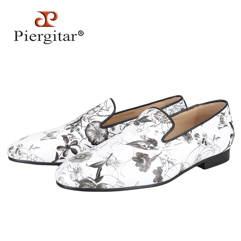 

Piergitar Chinese Traditional Ancient Style Ink Painting Printed Leather Slip-On Loafers Handmade Men's Moccasins For Party Wear