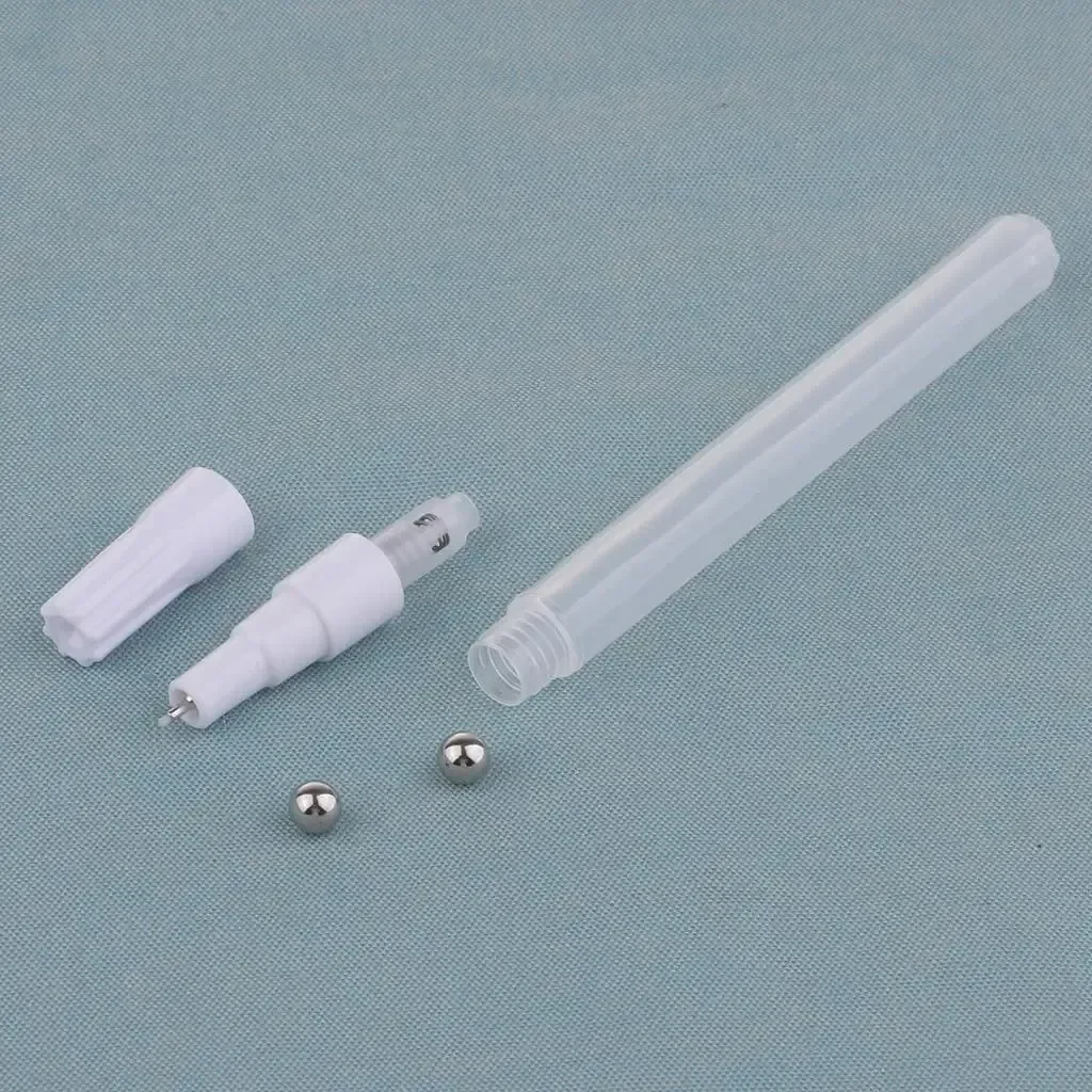 1 Milky Empty Fine Marker with White Stepped Seat, Ribbed Cap and Mixing Balls