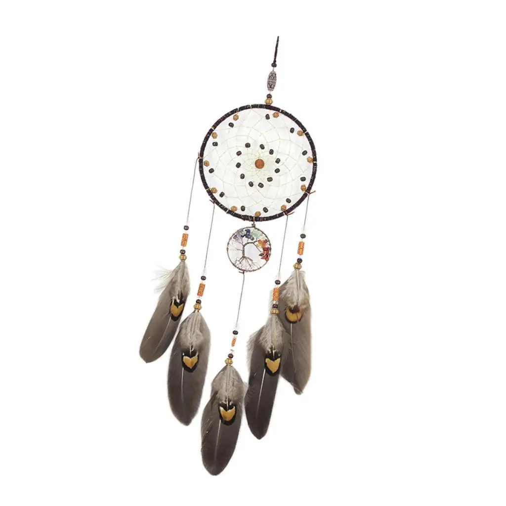 Indian Style Brown Big Round Wind Chimes Wall Hanging Decor