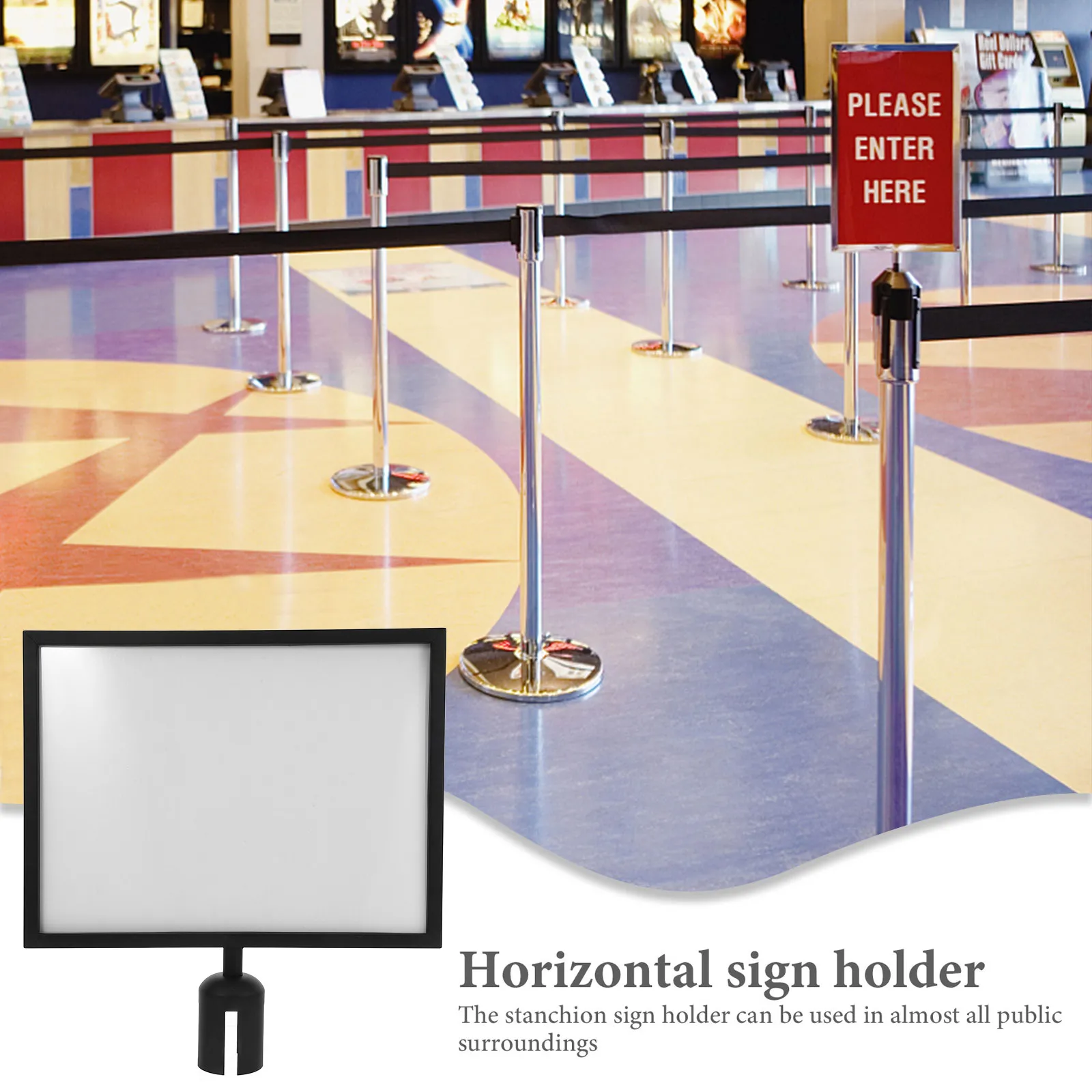 Commercial Stanchion Top Sign Holder Double Sided Portrait Frame for Retractable Belt Stanchions Buffet Conference Concert Sign