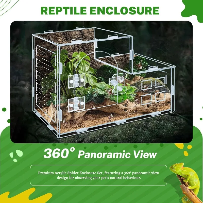 Acrylic Reptile Terrarium Transparent Breathable Reptiles Breeding Cage Jumping Spider Lizard Gecko Enclosure Reptiles House view 4