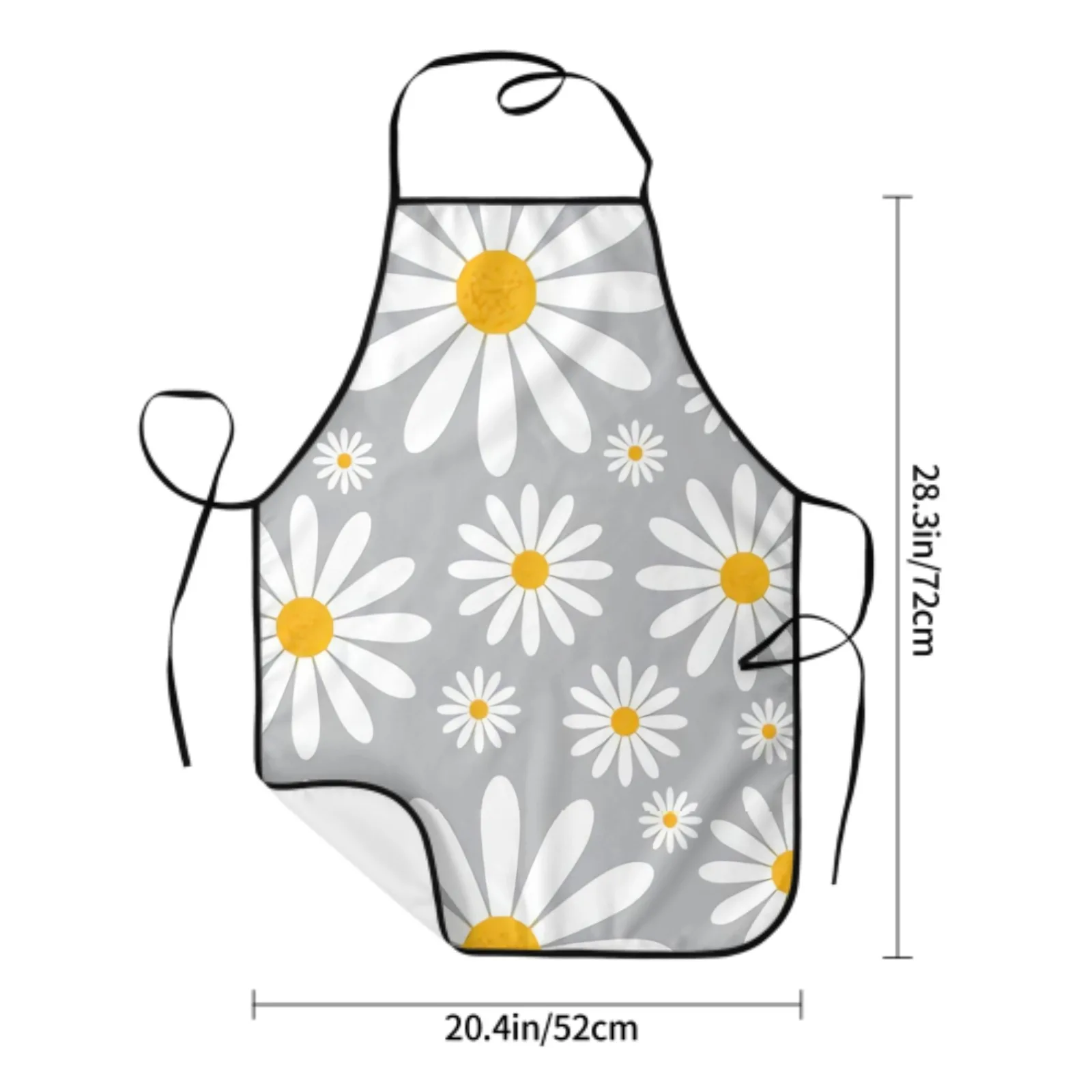 Summer Flower Polyester locking hem Apron Home Cooking Baking Kitchen White Daisy Apron White Daisy