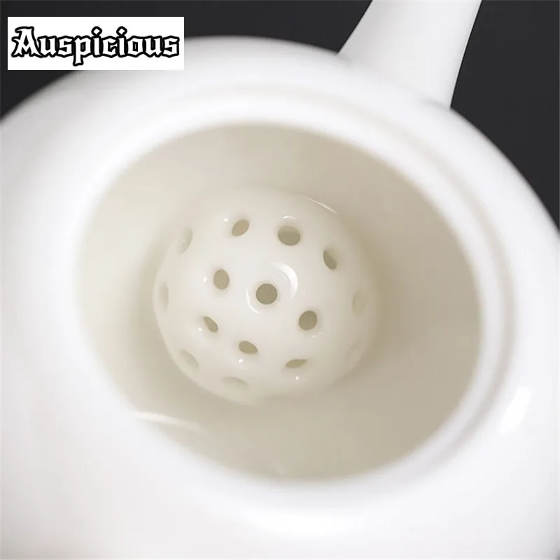 230ml Elegant White Jade Porcelain Teapot Dehua Mutton Fat Jade Ceramic Teakettle Handmade Japanese Style Master Pot Puer Teaset