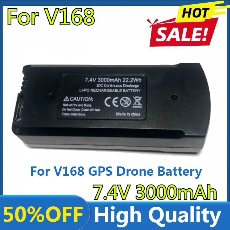 

New High Quality V168 GPS Drone Battery 7.4V 3000mAh RC Quadcopter 3.7V 3000mAh V168 Spare Battery Dron Parts Accessories