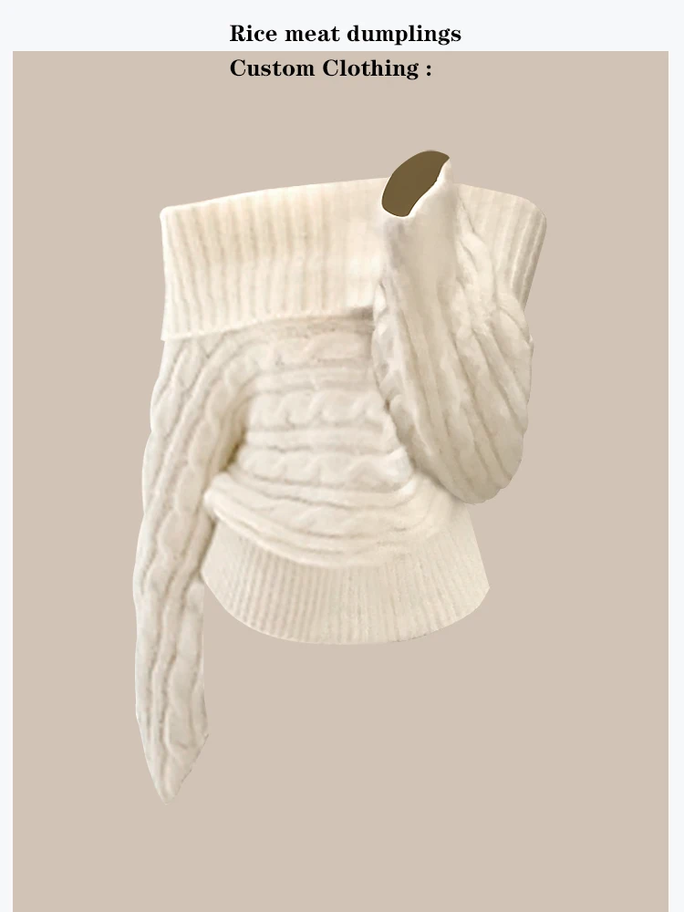 

Lazy Style Women's Knitted Sweater Twist Shoulder Exposure Design Pure Desire Autumn Fashion Ladies' Premium Clothing