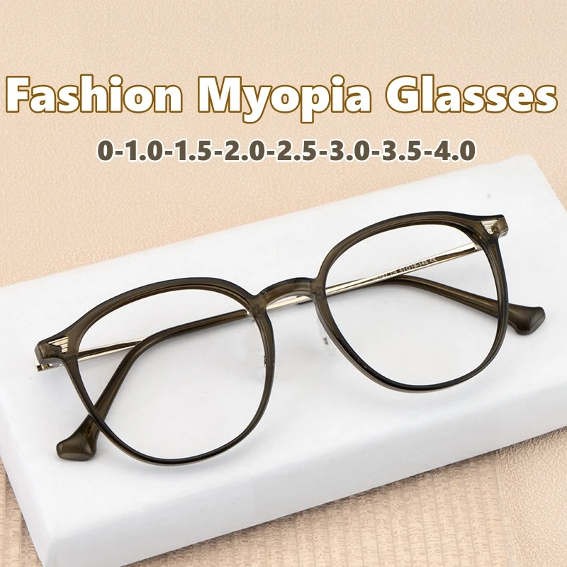 

Trendy Luxury Finished Myopia Glasses Women's Fashion Clear Lens Minus Diopter Glasses Blue Light Blocking Eyewear for Computer