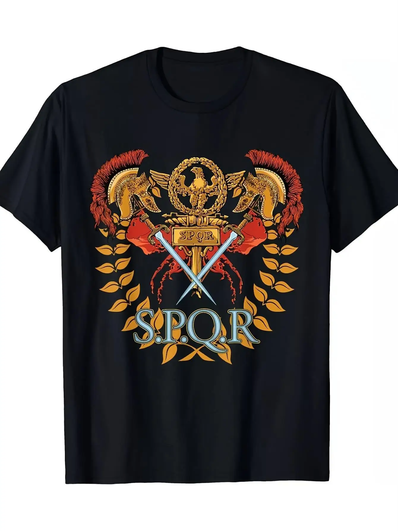 Men's Ancient Roman SPQR Roman Legion T-shirt 100% Cotton Loose-fitting Short Sleeves Eagle Latin Letters Historic Roman Design