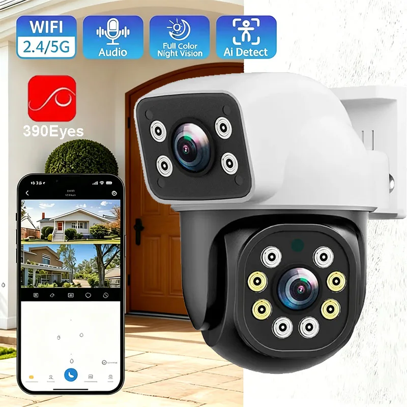 8MP Dual Lens WiFi IP Camera Auto Tracking Two Way Audio Dual Screen HD Night Vision Outdoor Home Security Surveillance CCTV Cam