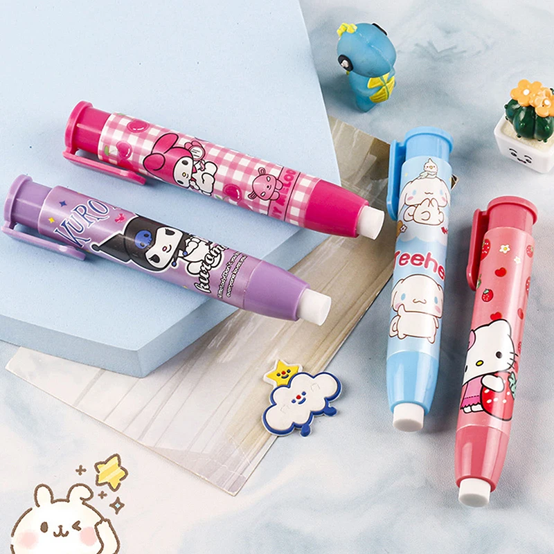 Sanrio Creative Hello Kitty Press Eraser Anime Kuromi Melody Cinnamoroll Cartoon Kawaii Stationery Gift Office School Supplies