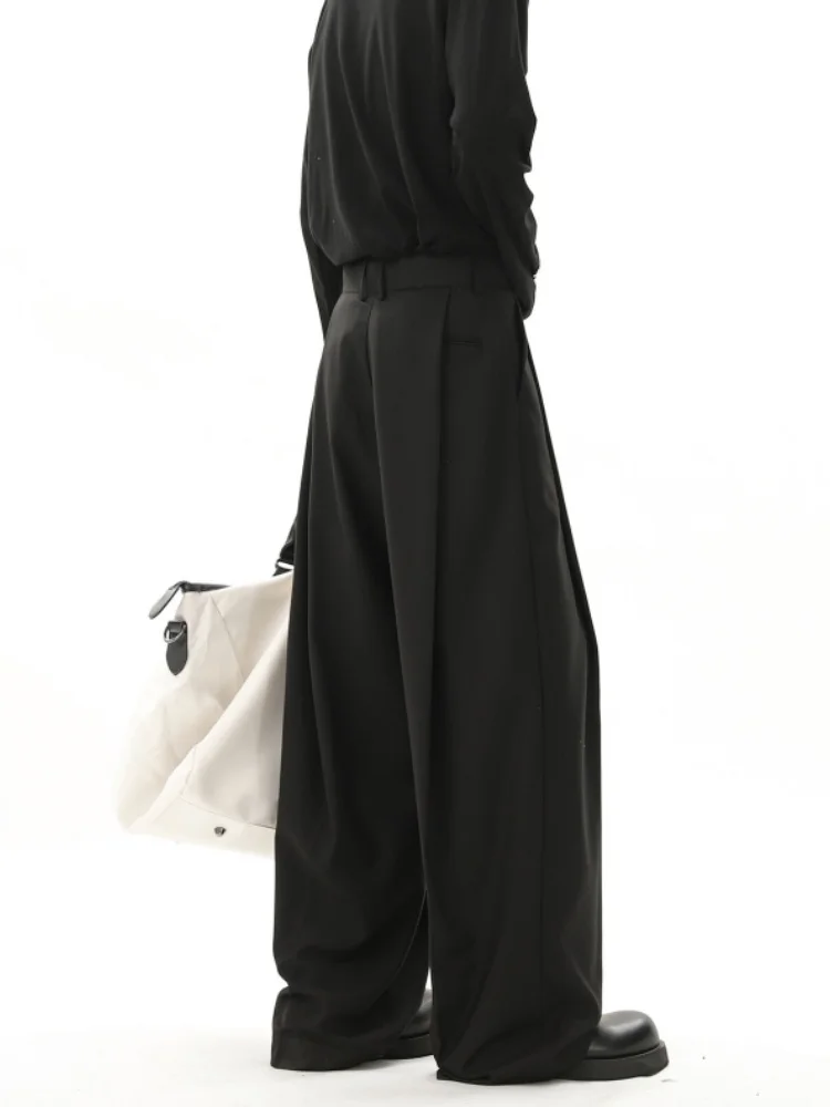 

Мужские брюки-клеш с эффектным дизайном, прямые брюки для костюма, весенне-осенние американские брюки Cleanfit, драпированные брюки с широкими штанинами