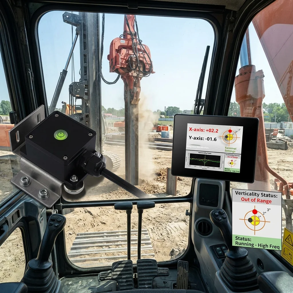 Waterproof Shockproof Pile Verticality Inspection Instrument, Excavator Refit Vertical Detector for High Frequency Piling Rig