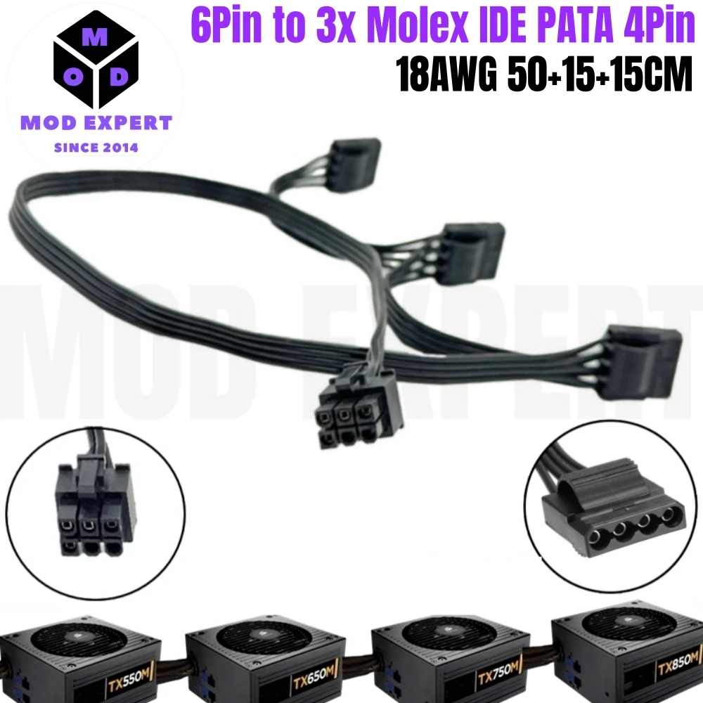 6Pin To 3X Molex Id…