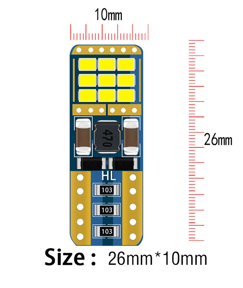 

200PCS LED Bulbs Auto Wedge Lamp T10 2016 18 SMD W5W Canbus For Car Interior Parking Position Map Dome Lights 12V