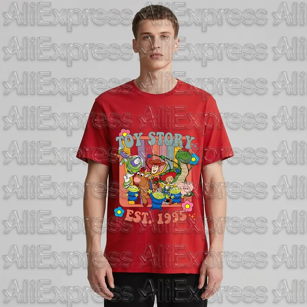 موتو 2025 الرجال ديزني الأرز لعبة قصة 1995 2d تي شيرت مطبوع عادية عالية الجودة امتصاص العرق تنفس محايد تي شيرت