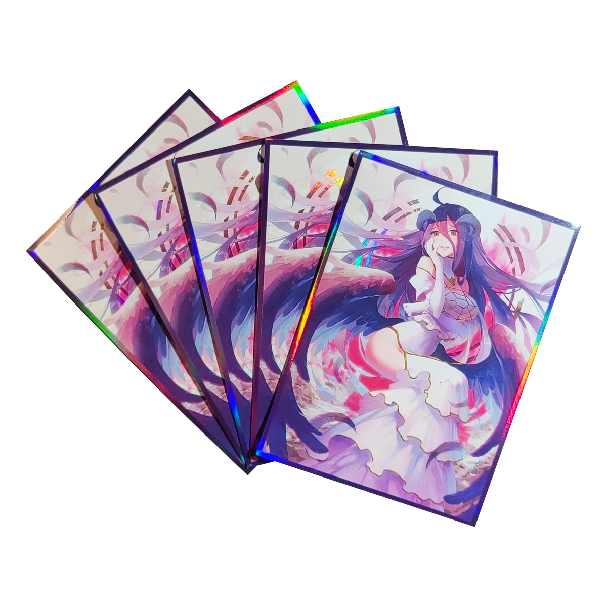 60PCS Anime Card Sleeves Albedo Holographic Trading Card Protector Foil Cards Shield Outer Cover Magic MTG/PKM 67x92mm