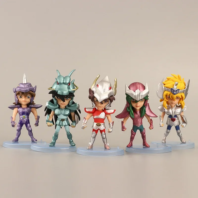 5Pcs/lot Japan Anime Gold Saint Seiya Knights Of The Zodiac PVC Action Figure Model home decoration table Car Cake decor gift