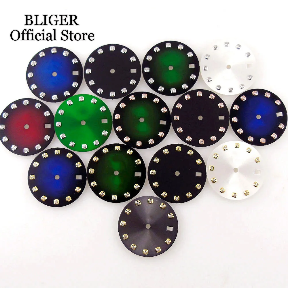 

BLIGER Blue/White/Black/Green 29mm Watch Dial Diamond Index Fit NH35A NH36A 7S26 Automatic Movement Mens Watch Parts