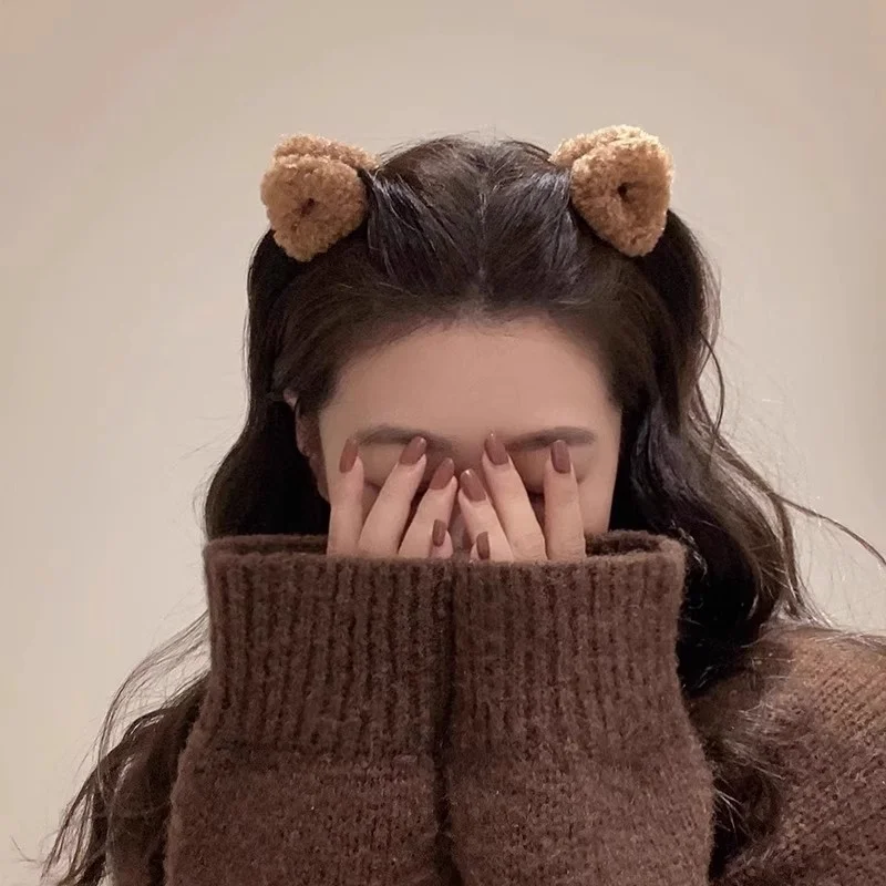 

2 шт. Женские милые заколки для волос с кошачьими ушками, мини-заколки из овечьего флиса, сладкие заколки для челки и непослушных прядей, аксессуары для волос
