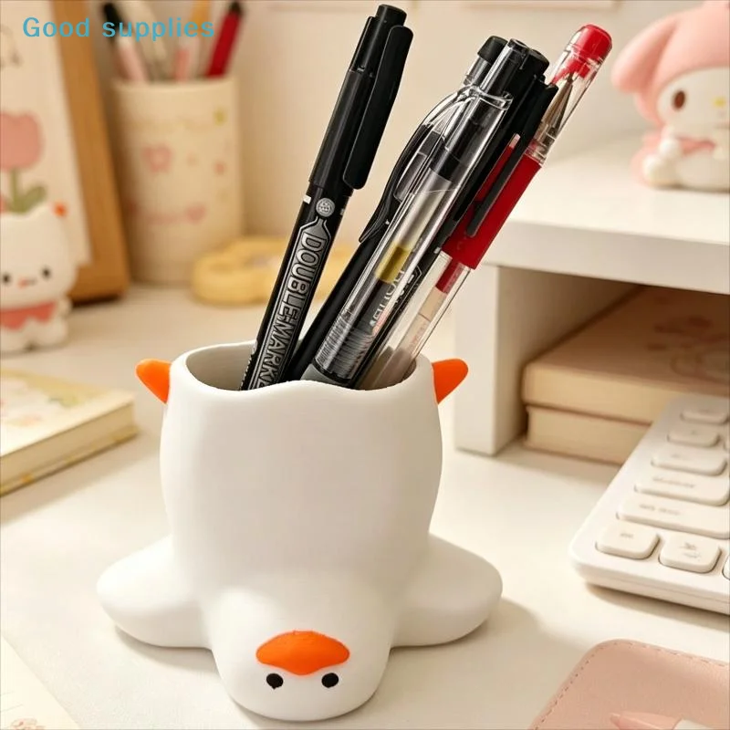 nimbleCute Duck-shaped Pen Holder Cartoon Multi-functional Makeup Brush Storage Tubeobject