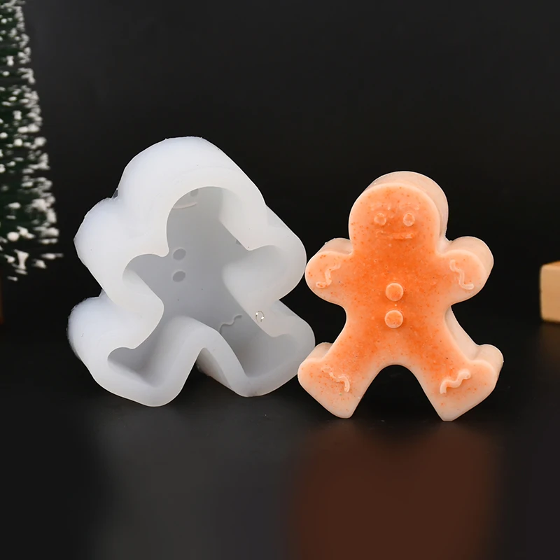 Christmas Silicone Candle Molds 3D Deer Xmas Tree Gingerbread Man DIY Aromatherapy Making Tool Christmas Sugar Cake Baking Decor