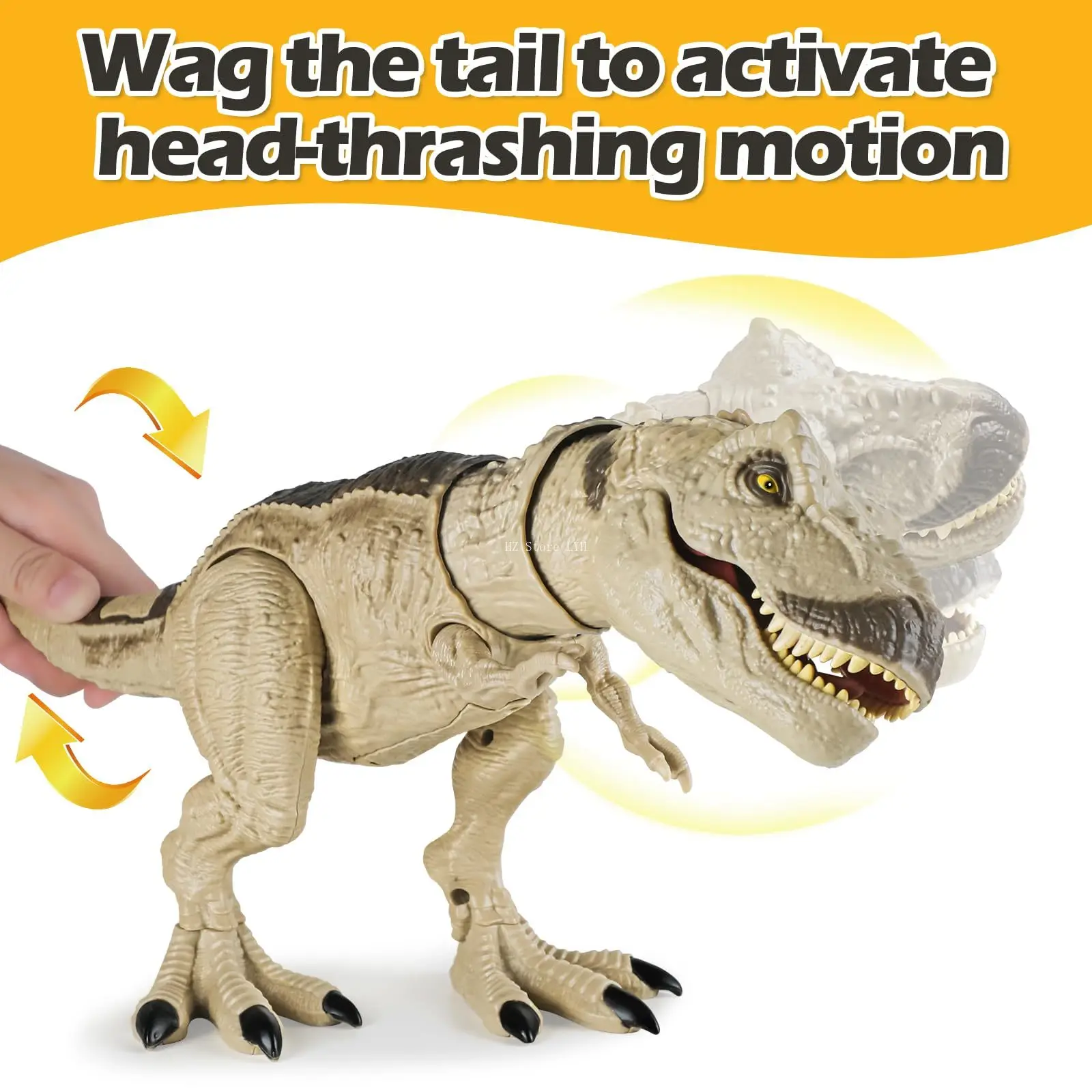 Khaki Tyrannosaurus Rex Dinosaur Toy T-Rex with Vibration Roaring, Lights, Spray, Movable Jaws & Limbs Birthday for Kids