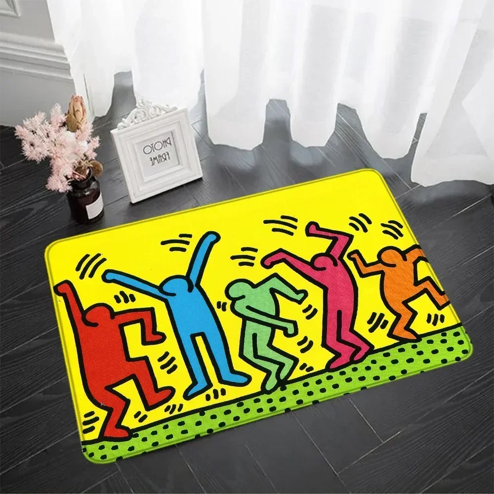 Entrance Doormat Keith Harings Floor Mat Art Bath Mat Foot Rug Kitchen Carpet Hallway Living Room Car Boot Christmas Home Decors