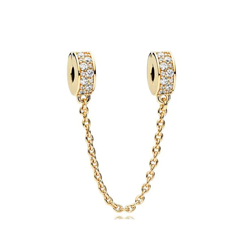 New 2024 Hot Sale 925 Plated Silver Moon Star Love Safety Chains Spacer Bead Charm Fit Original Bracelet For Women DIY Jewelry
