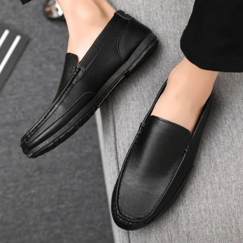 Leather Casual Brown Social Shoe Male Round Toe Men\'s Formal Shoes Black Cheap Clearance Suit 2025 Trend High Quality Fashion 39