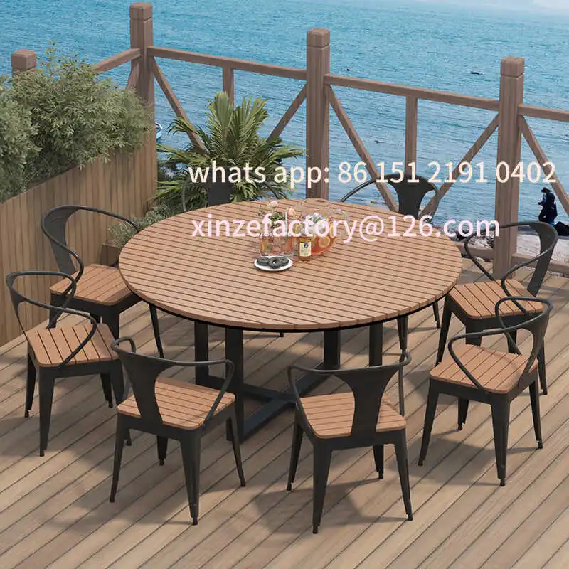 

Customizable Waterproof Sun Protection Outdoor Round Dining Table Simple Outdoor Patio Casual Table and Chair Combo