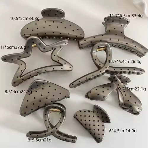France Style Women Senior Large Black Wave Dot Design Hair Claw Barrettes Girl Fashion Hair Clip Sweet Hair Accessories Headwear - Image 3