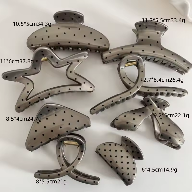 France Style Women Senior Large Black Wave Dot Design Hair Claw Barrettes Girl Fashion Hair Clip Sweet Hair Accessories Headwear - Image 3