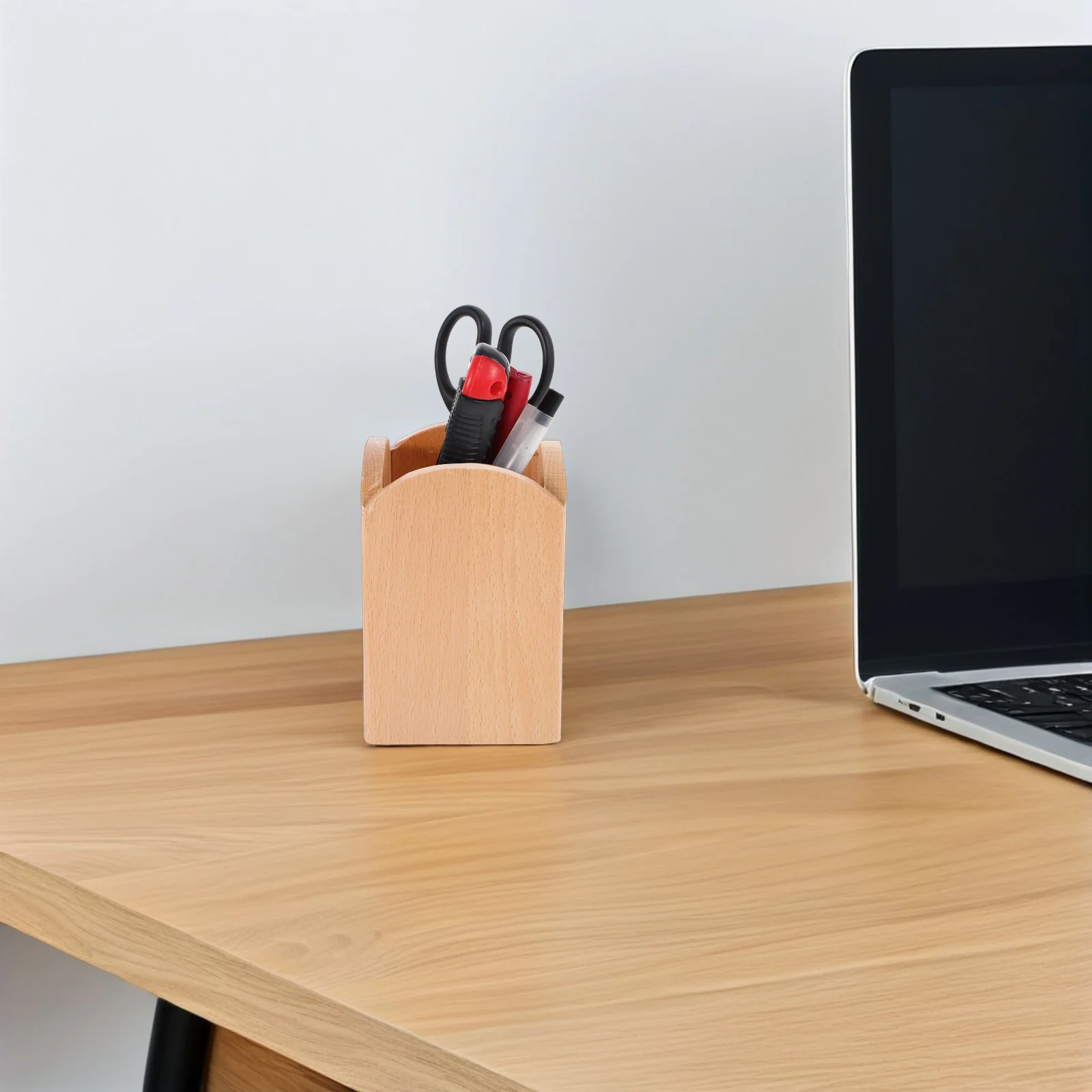 

Beech Wood Square Pen Holder Creative Desktop Organizer Pencil Cup Storage Case for Office School Solid Wood Pen Holder Storage
