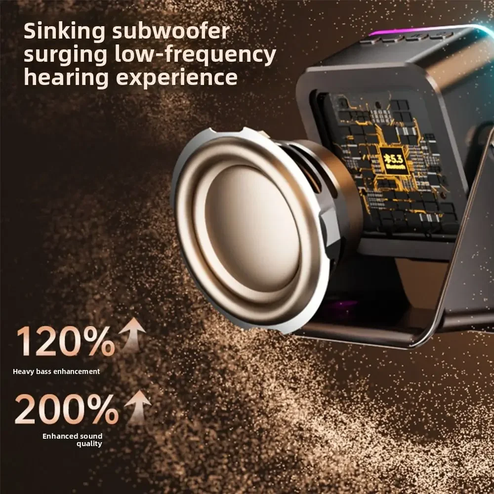 5000mAh Portable Audio Bracket Upgraded Folding Phone Holder With Induction Speaker & Light For Desk, Home, Office, Travel Decor