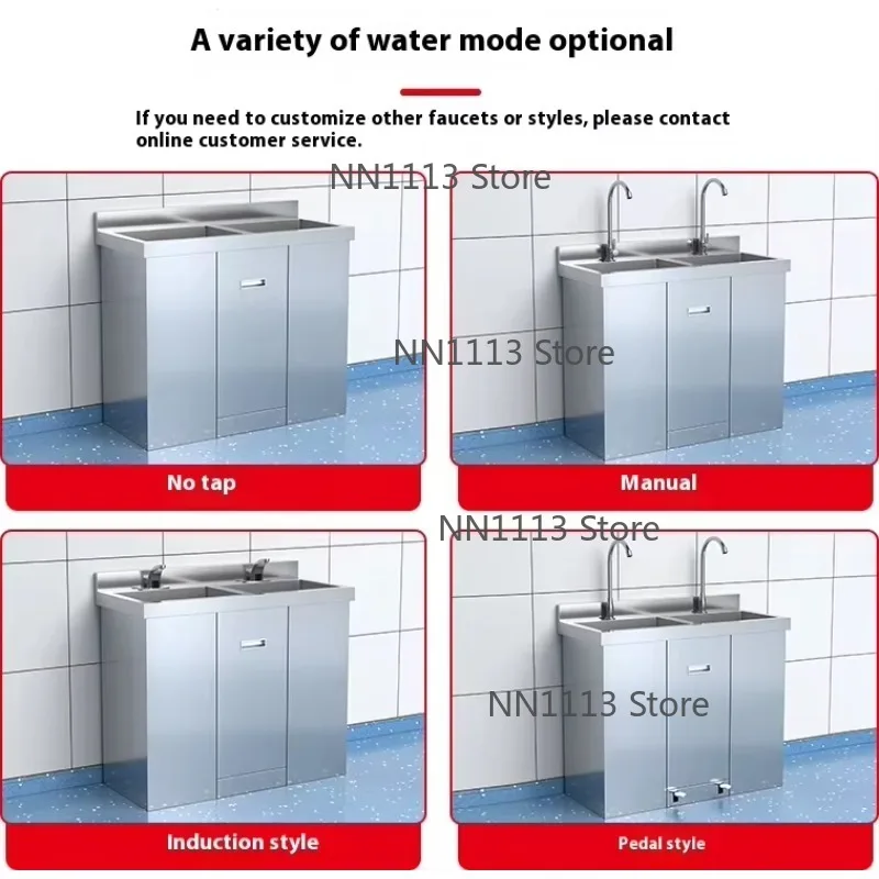 Commercial 304 Stainless Steel Kitchen Sink with Bracket for Hotel Restaurant Home - Washbasin Table Sink