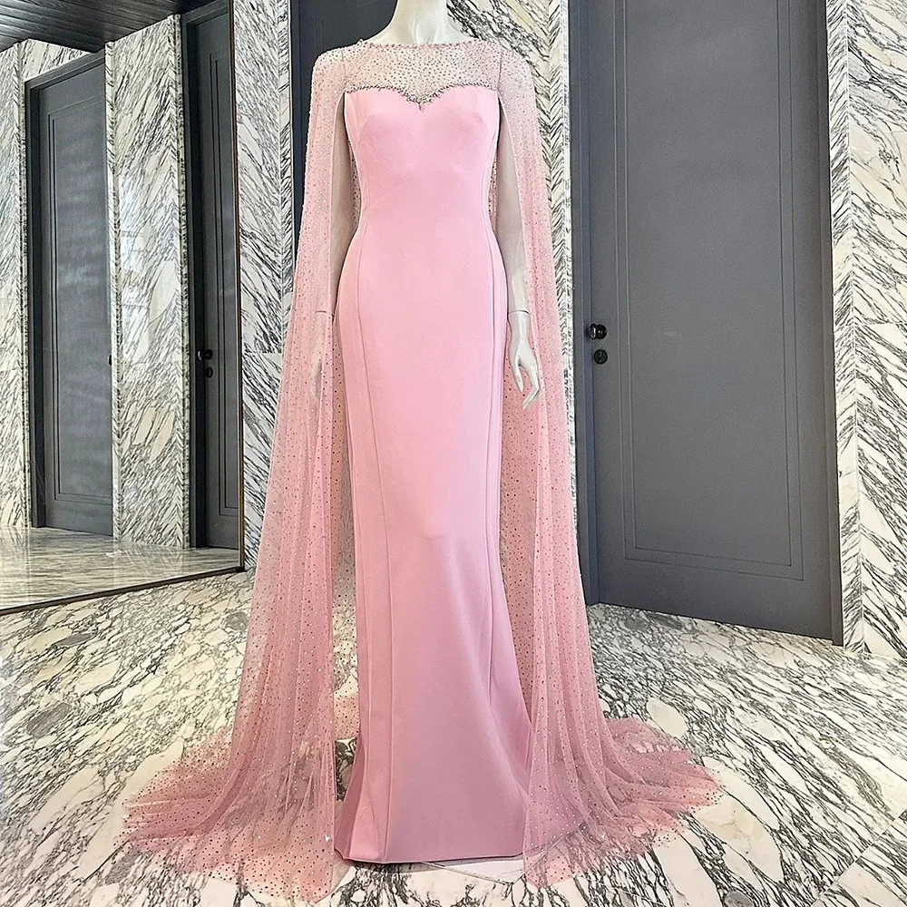 

Customized Delicate Straight Floor Length Scoop Jersey Crystal Pleats Evening Dress Classic Photo Color vestidos para mujer