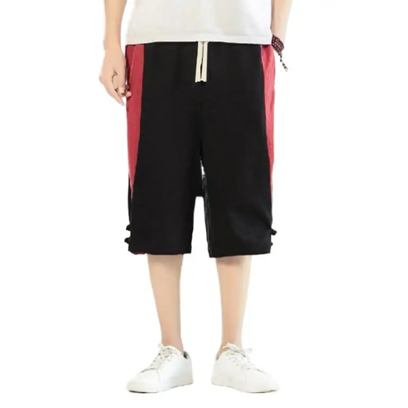 

Мужские брюки в стиле пэчворк в корейском стиле с цветными блоками, хлопковые льняные брюки больших размеров, уличная одежда, широкие брюки, хлопковые брюки для бега M-7XL 8XL