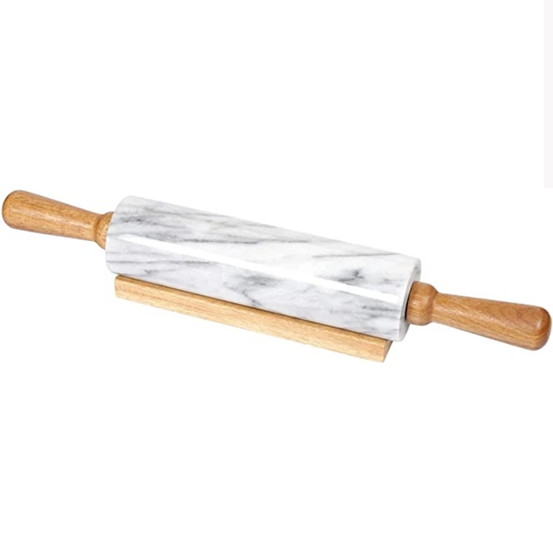 Marmor-Nudelholz mit Holzgriff, Basisset zum Backen von Donut, Keksen, Nudeln, Teig, Gebäck,