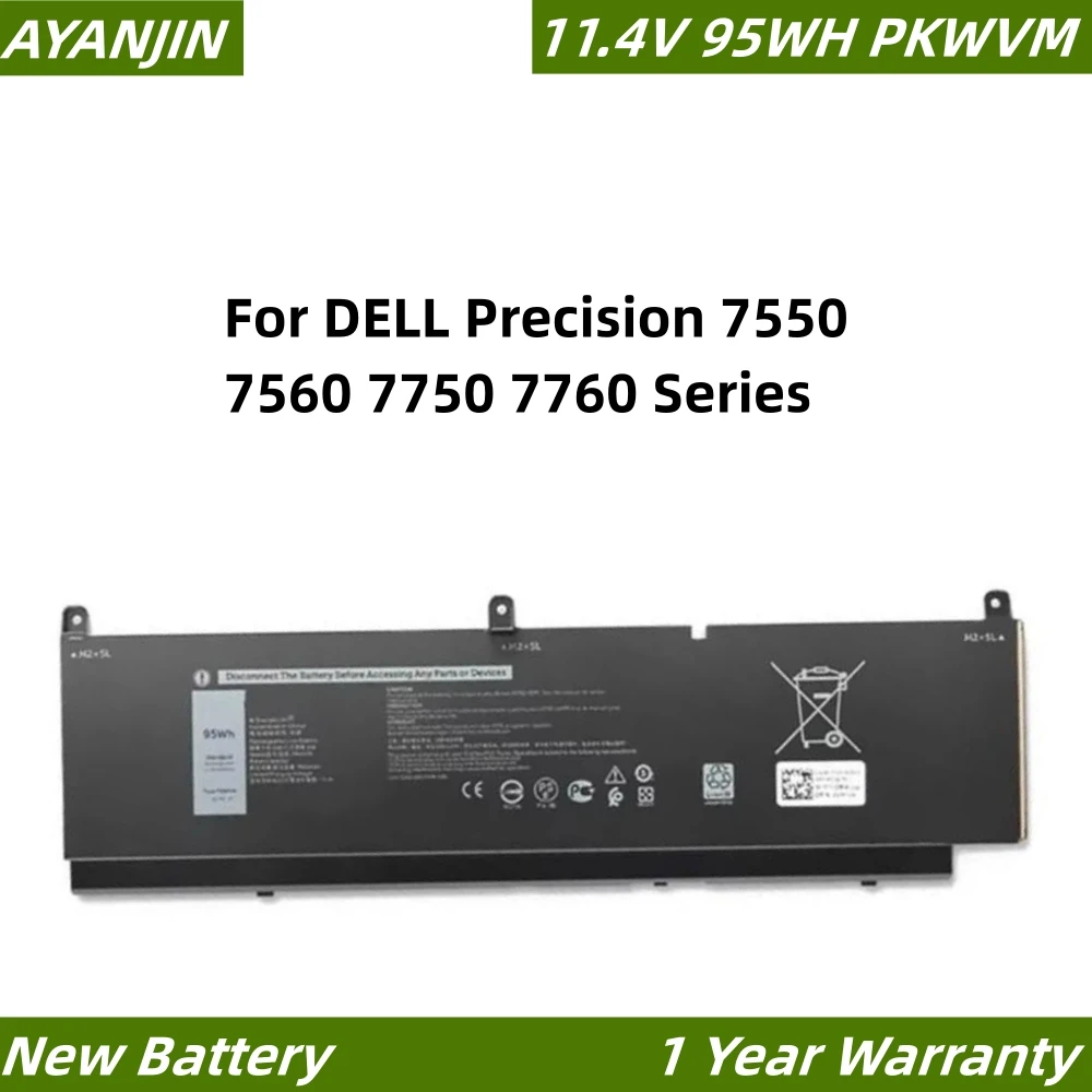 11.4V 95WH PKWVM L aptop Battery For DELL Precision 7550 7560 7750 7760 Series P44E P93F C903V CR72X 17C06 0CR72X