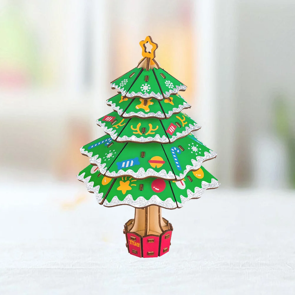 

Christmas Tree Puzzle 3D Colorful Children Cognitive Skill Development Early Education Bright Colors Christmas Present
