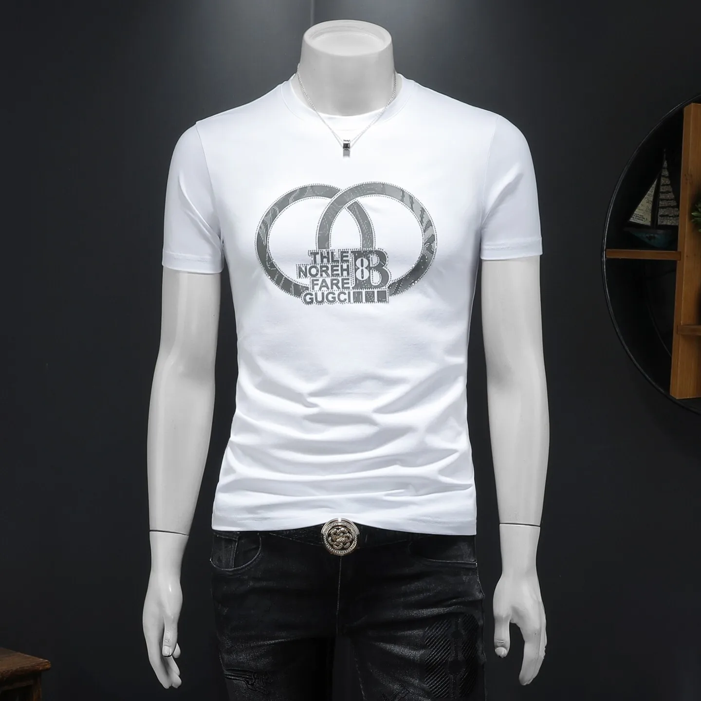 

Мужская модная футболка из шелкового хлопка с коротким рукавом, приталенная, летняя, повседневная, с круглым вырезом, высокого качества, премиум-класса